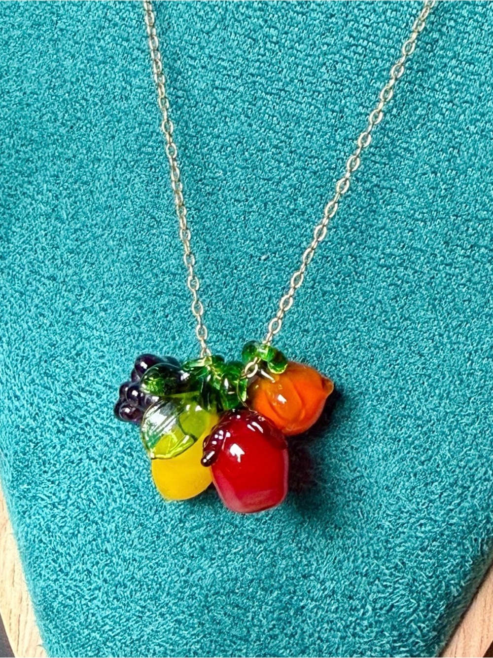 Vintage Glass Fruit Pendant Necklace